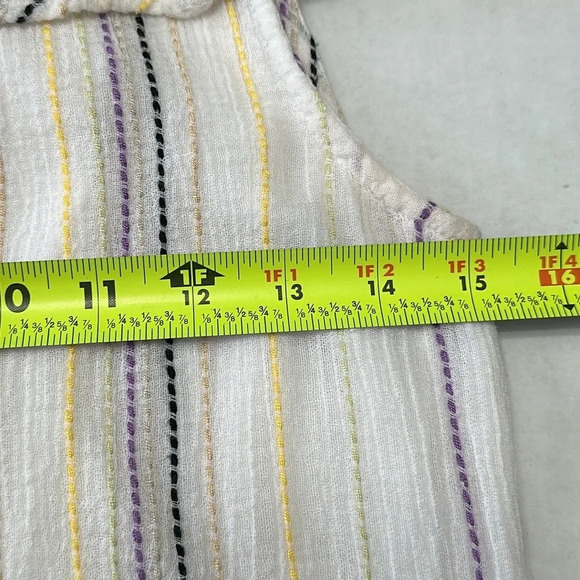 Michael Stars Crinkle Gauze Embroidered Beach Striped Ruffle Hem MidiDress Small - Picture 7 of 9